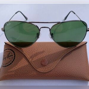 Ray-Ban Aviator Sunglasses RB3025 58-14mm Gunmetal Frame & Gray Green Lens W0879